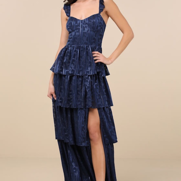 Lulus Dresses & Skirts - Lulu's Navy Blue Tiered Maxi Dress